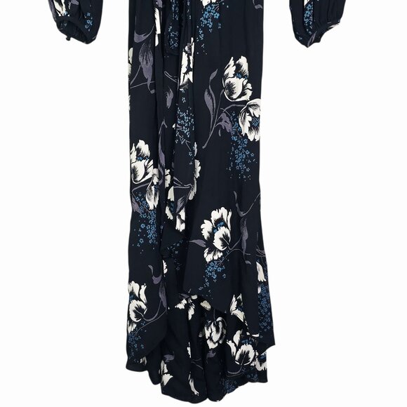 Christy Dawn Bergen Midnight Floral Dress Wrap Black Blue Maxi Size S - Picture 6 of 8